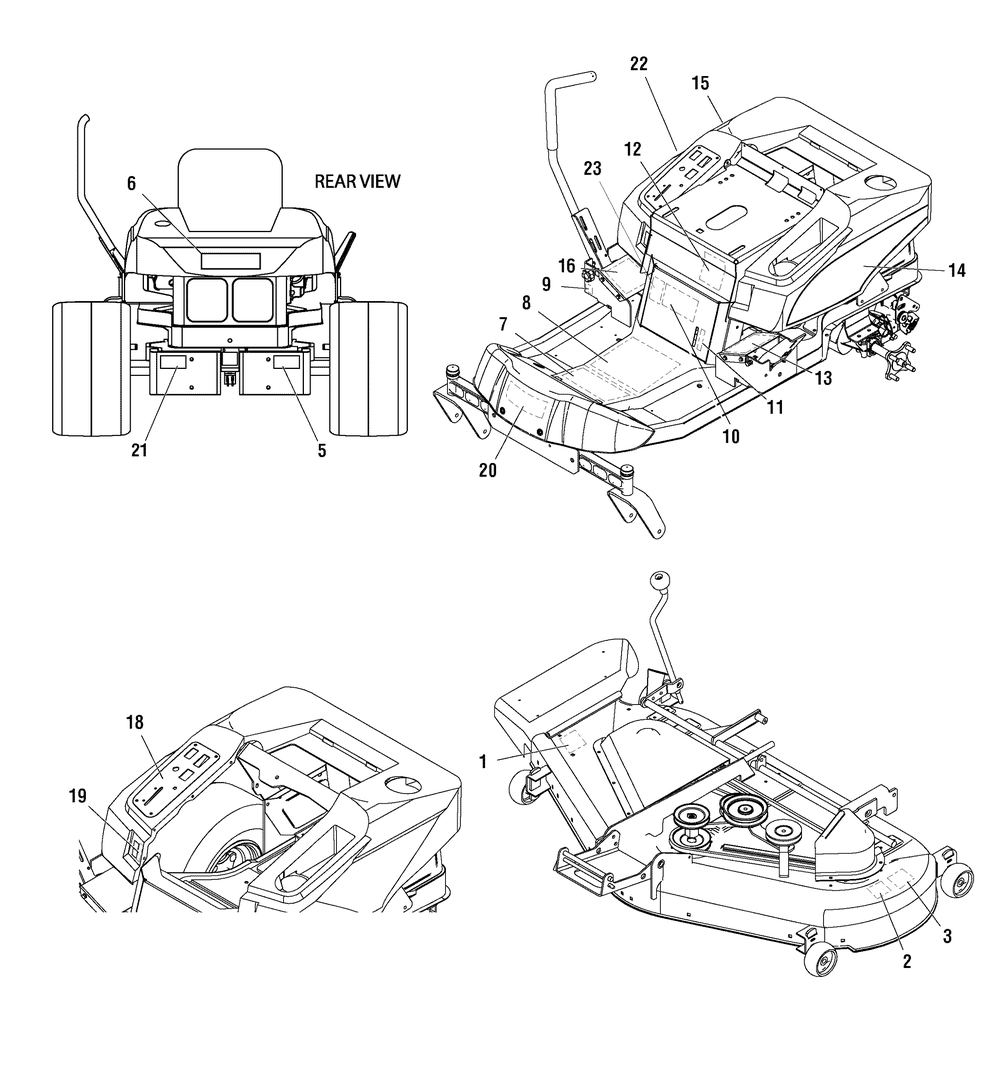 Decals Group (7501566) Diagram and Parts List for 7800538 (C950-60928-0-ZTS 6000)(2009) Briggs and Stratton Lawn Tractor Accessories
